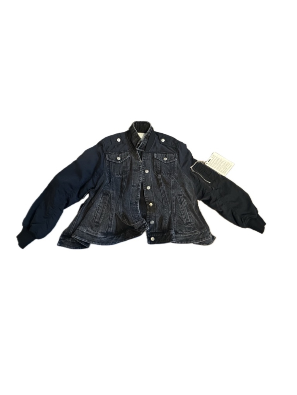 3.1 Phillip Lim Hybrid Denim Flight Jacket With Flounce Hem
